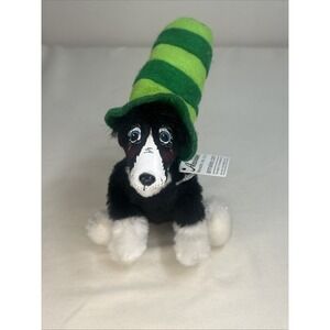 NWT 2013 Annalee 5" Irish Border Collie w/ 3" Green Striped Stovepipe Hat